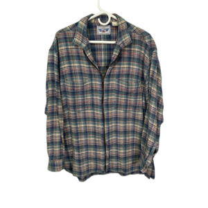 Vintage‎ 90's Blue Plaid Cozy Full Zip Sweater Men's Medium